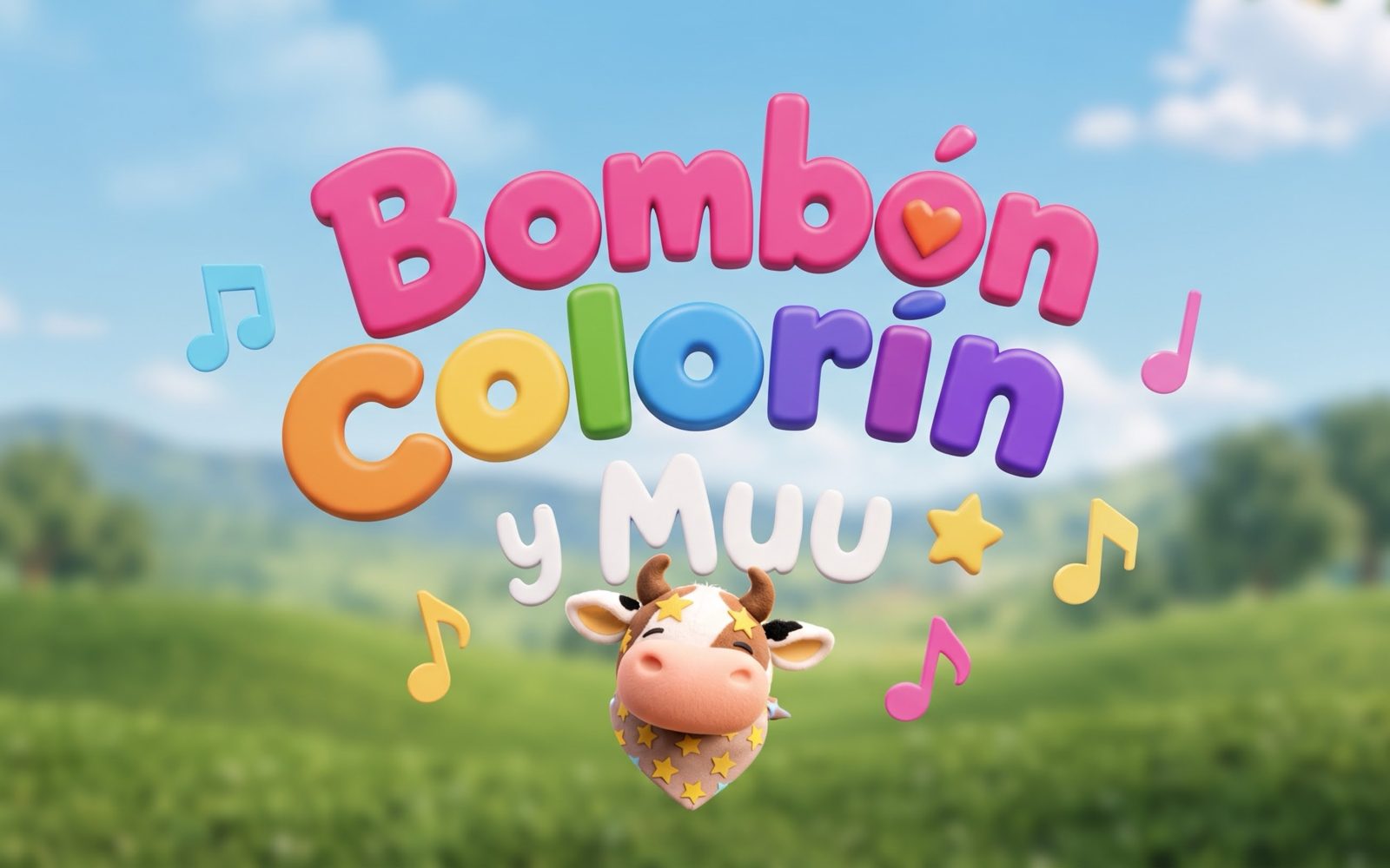 Bombón Colorín y Muu, con Muu la vaquita y notas musicales